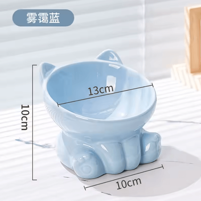 Inspire Curations CozyTilt Elevated Ceramic Pet Bowl With High Stand blue