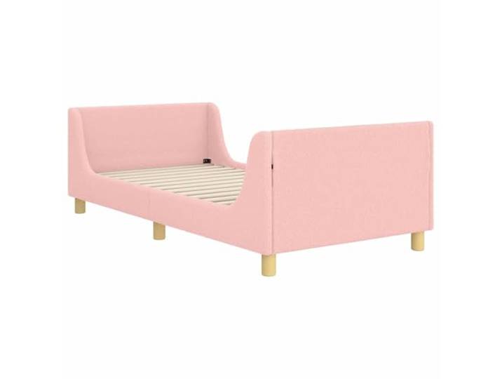 PUGYNBK Kinderbett, Rosa, 80 x 200 cm, Bouclé mit Kopfteil Basis aus festen Lamellen, Holz und Metall, einfache Montage, moderne Struktur