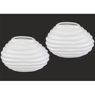 I.GE.A. "Keramik-Vase" 2er Set Kleine Vase Weiß Modern Keramik Tisch Küche Büro Pampasgras