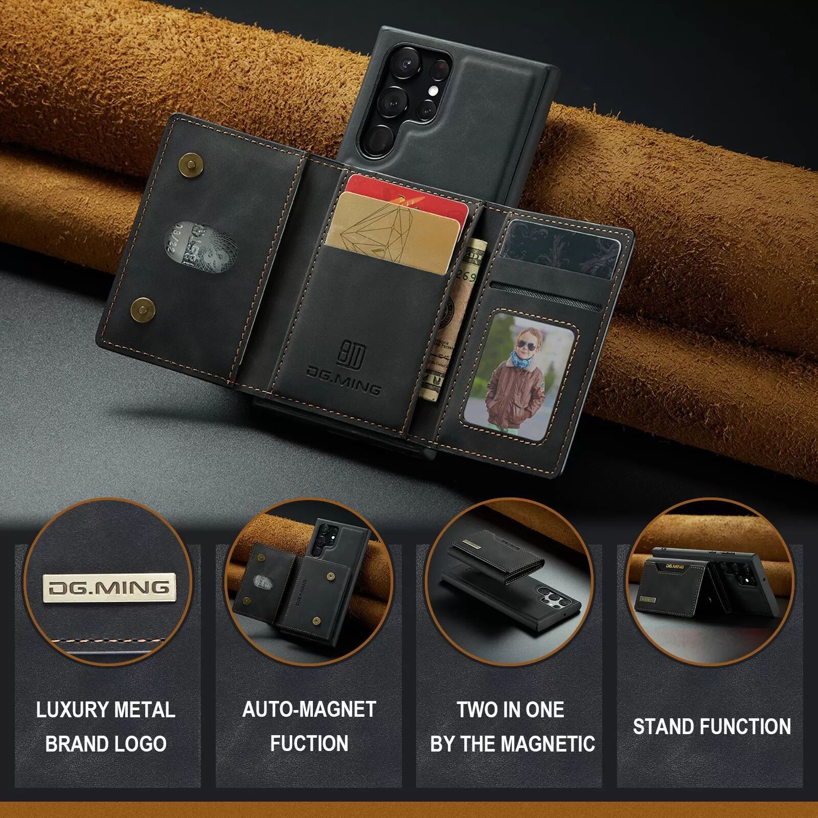 INF Étui portefeuille magnétique pour Samsung Samsung Galaxy S23 Ultra