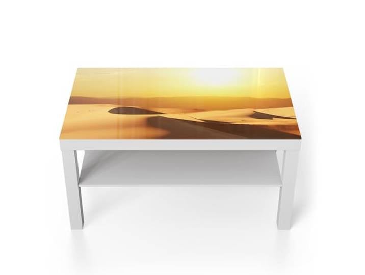 DEQORI Glastisch weiß groß 90x50 cm Motiv Goldene Stille ausgefallener Beistelltisch aus Glas Hochglanz Couchtisch fürs Wohnzimmer moderner Couch Tisch mit Design