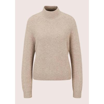Longpullover MADELEINE "Pullover Weicher Pullover mit Stehkragen", Damen, Gr. 48, cappuccino, melange, Modern, comfort fit, Pullover Longpullover