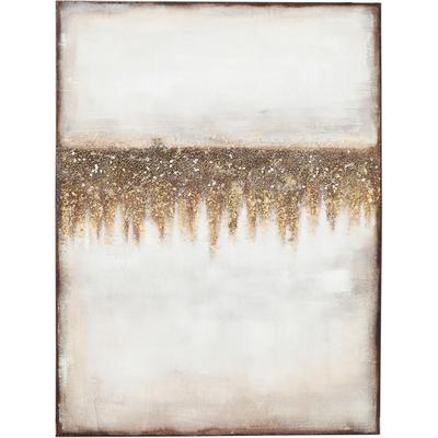 Leinwandbild KARE DESIGN "Abstract Fields 55x75cm", gold (farbe bild(er): beige), B:55cm H:75cm T:3cm, Acrylfarbe, Baumwolle, Massivholz, Bilder, Leinwandbild
