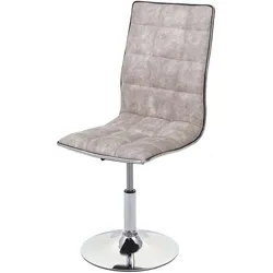 Décoshop26 - Drehbarer Küchenstuhl höhenverstellbar vintagegrauer Stoff Stahlgestell 04_0002213