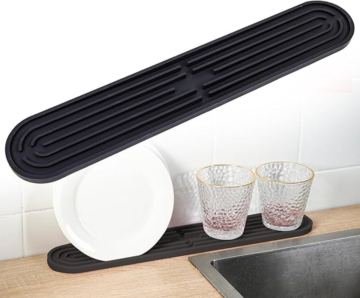 Siliconen afdruipmat zwart, B: 43 cm, D: 7,8 cm