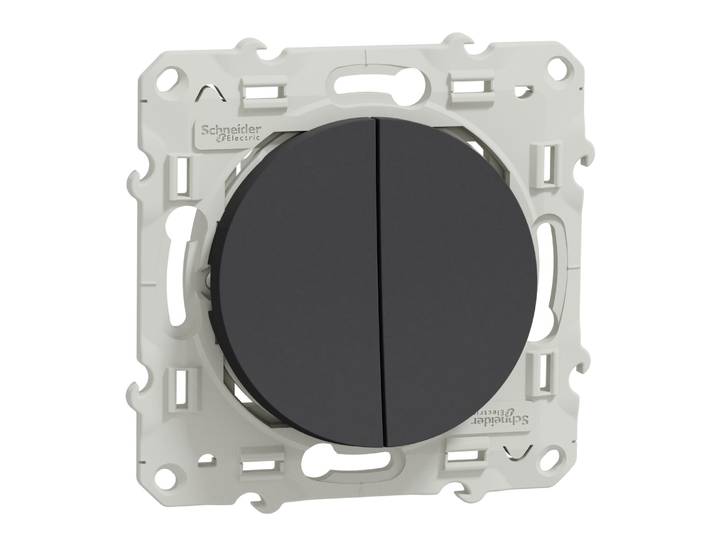 Schneider Electric - Va-et-vient + Poussoir Odace Anthracite 10a 'a Vis