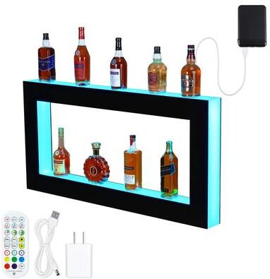 Garvee 48-Inch 2-Tier Acrylic LED Wine Cabinet (Remote/App Control)