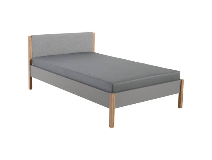 Paidi Bett Sten, Grau, Eiche, massiv, 120x200 cm, Blauer Engel, Goldenes M, gepolstertes Kopfteil, Kinderzimmer & Jugendzimmer, Kindermöbel, Kinderbetten, Kindereinzelbetten