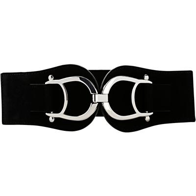 Stretchgürtel BONPRIX, Damen, Gr. 105, schwarz, Materialmix, unifarben, Gürtel, Mix aus Lederimitat und Stretchmaterial, auffallende Schnalle