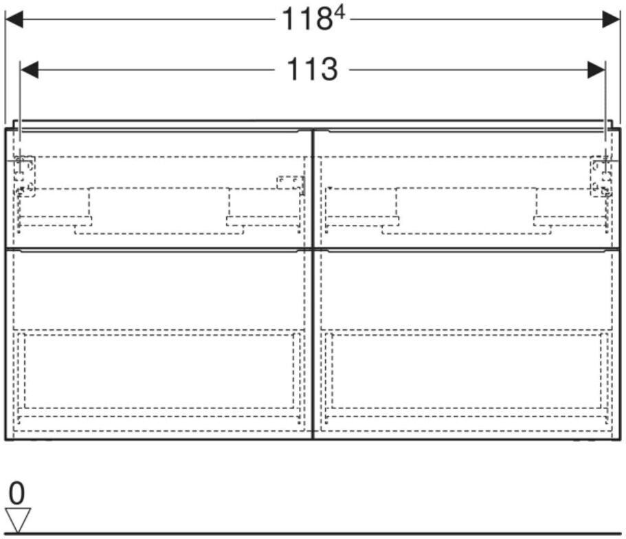 Geberit Doppelwaschtisch-Unterschrank iCon 118,4x61,5x47,6cm, 4 Laden, la. m/la. ma (502309JK1)