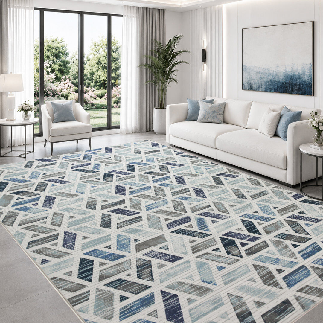 17 Stories Modern Abstract Area Rug for Living Room, Bedroom, Dining Room, and Home Office, Soft Indoor Accent Zara Rectangle 200 x 290 cm