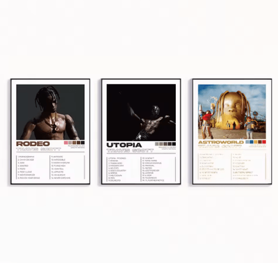 Inspire Picks Modern Rap Album Wall Art Set Hip Hop Canvas Posters 3 Piece g1235 3pcs 40x50cm Blackframe