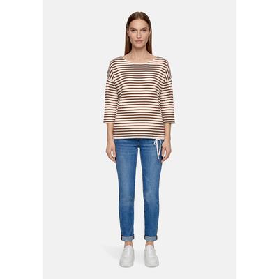 Strickpullover BETTY BARCLAY "Damen mit U-Boot-Ausschnitt", Damen, Gr. 40, beige (patch cream, braun), Strick, Obermaterial: 50% Baumwolle, 50% Polyacryl, gerade normal, U-Boot-Ausschnitt, Pullover Strickpullover