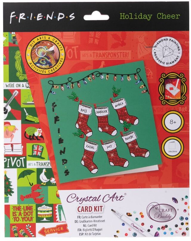 Crystal Art Card Holiday Cheer 18 x 18 cm, Craft Buddy, Crystal Gem-by-Number Card-Making Activity for Adults