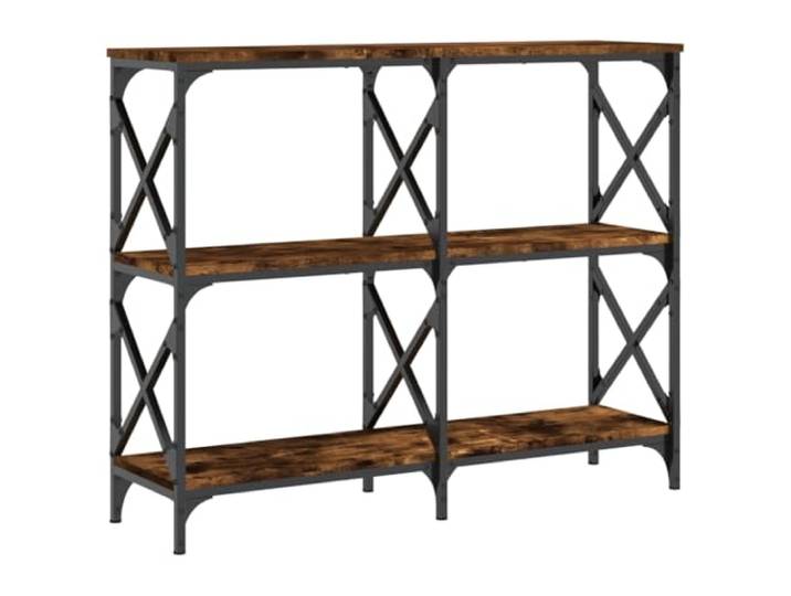 HQWNVXNM Konsolentisch Schmal 100x28x80,5 cm Sofatisch Räuchereiche Ideal für Eingangsbereich und Wohnzimmer: Robuster Stahlrahmen mit X-Streben sorgt für sicheren Stand ohne Wackeln.