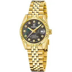 Festina F20089/3 Damenuhr Quarz Goldfarben/Perlmutt Schwarz 10 bar