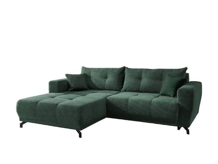 freiraum Polsterecke Renard, elektrische Sitztiefenverstellung, Cord moosgrün - 177x80x246cm (BxHx)