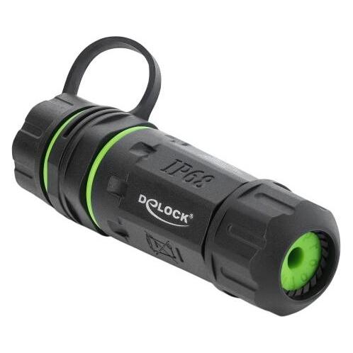 Delock Kabelverbinder RJ12 Buchse zu RJ12 Buchse mit M20 x 1,5 mm Gewinde und Verschlusskappe mit Gehäuse (87176)