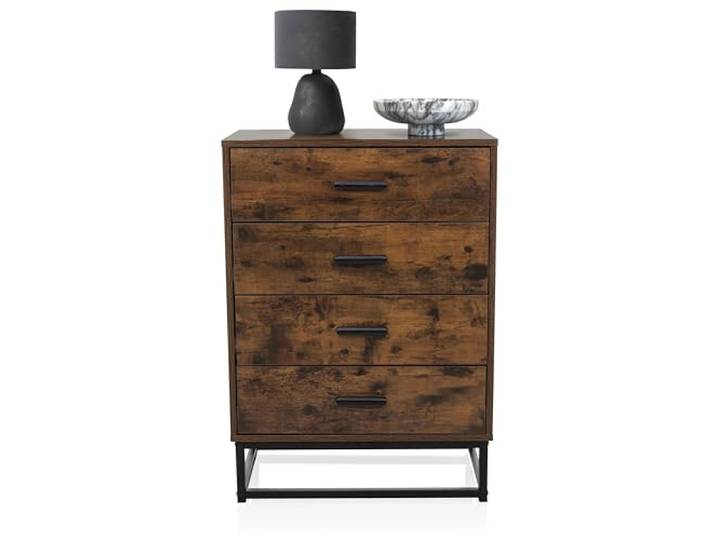 hjh LIVING Commode à 4 tiroirs VINSTRA Armoire à tiroirs de Style Industriel\, pour Chambre à Coucher Couloir Salon\, Brun 60x38\,5x83\,5 cm