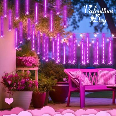 Smart Shopping Spot Solar Powered Meteor Shower Lights 200 LED Outdoor Christmas Lights For Garden Patio And Trees pink