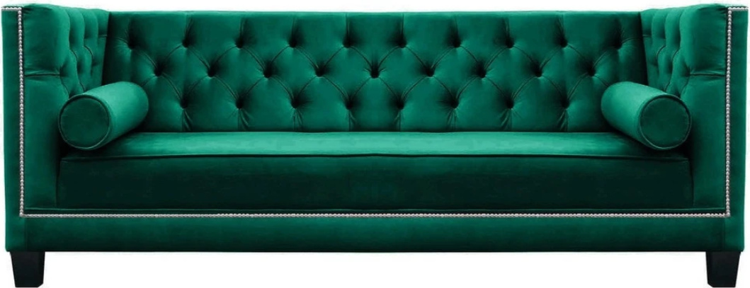 Luxus Grün Chesterfield Samt Dreisitzer Polster Möbel Hotel Wohnzimmer Praxis
