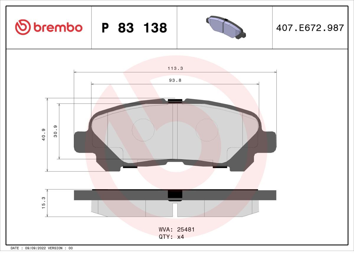 Bremsbelagsatz BREMBO P 83 138