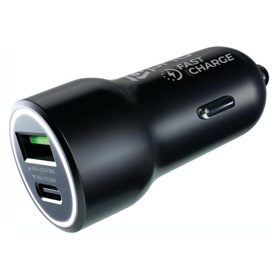 prio Fast Charge Car Charger 20W PD (USB C) + QC 3.0 (USB A) black (PCC-1102)