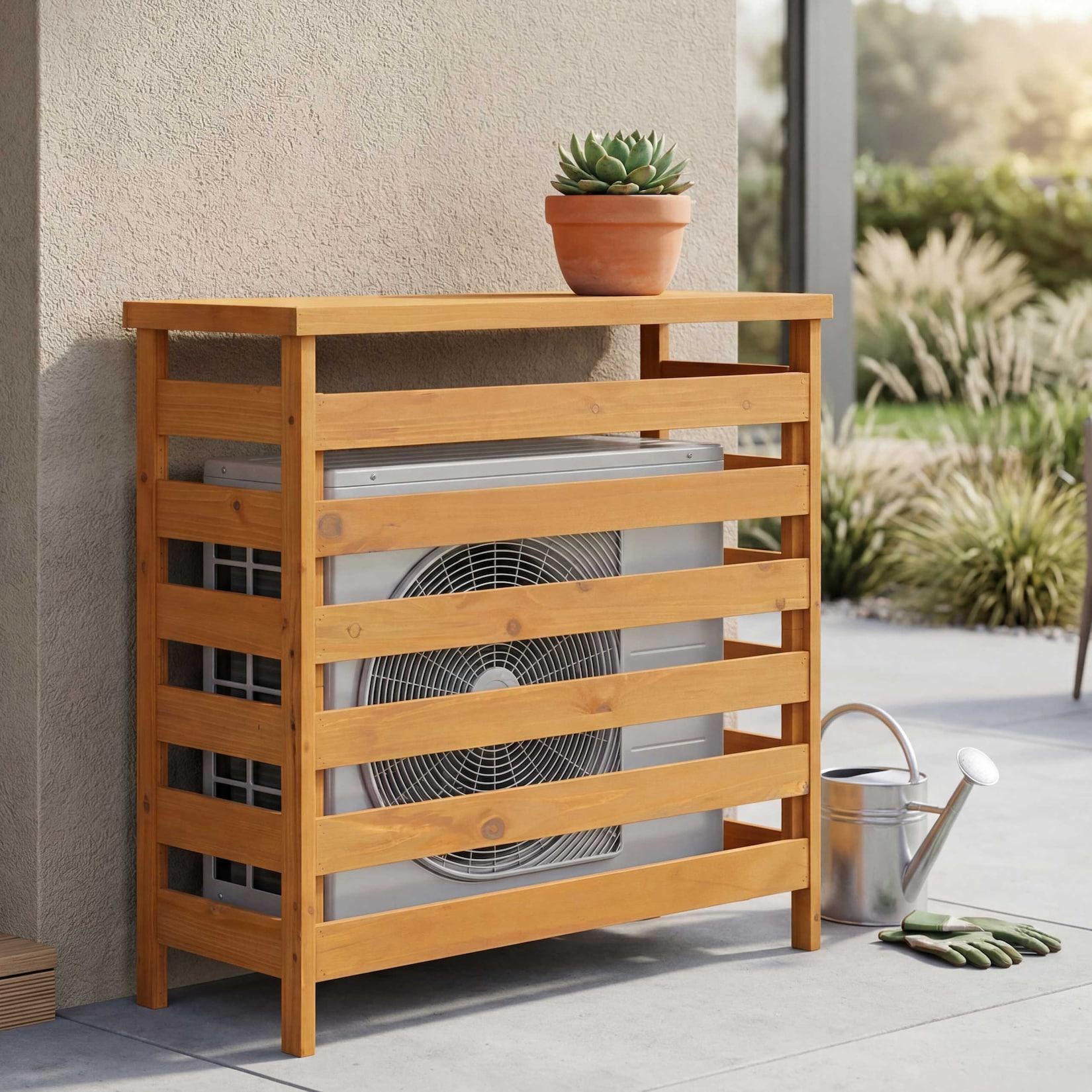 Verkleidung für Klimaanlage/Wärmetauscher MCW-Q15, Abdeckung Holz MVG-zertifiziert 78x84x32cm ~ natur
