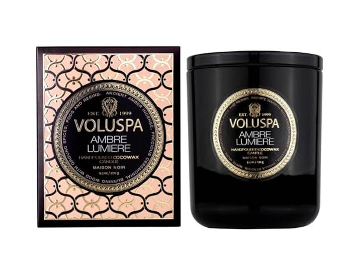 Voluspa Maison Noir Ambre Lumiere Bougie parfumée avec couvercle 270 g