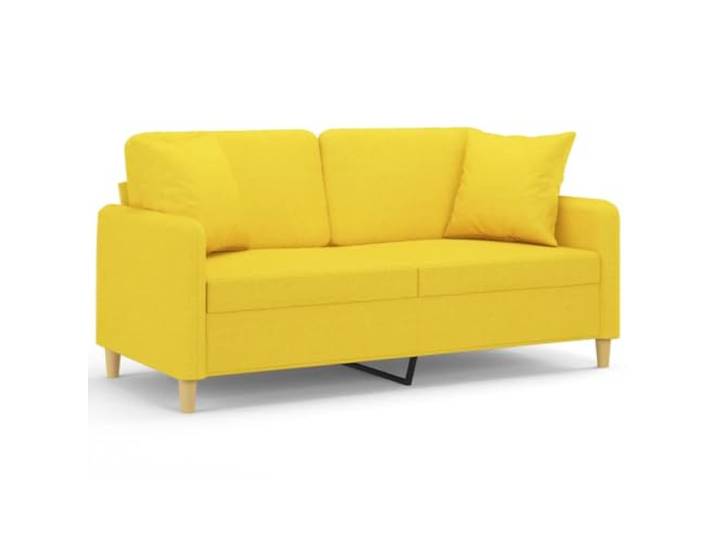 PUGYNBK 2-Sitzer-Sofa mit hellgelben Stoffkissen, 140 cm Robustes Metallgestell, Füllung aus PP-Baumwolle, dicke Polsterung, Verwendung im Wohnzimmer, modernes Design