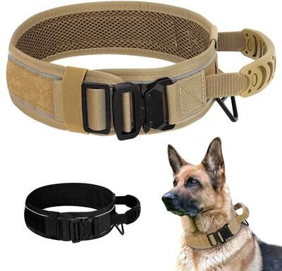 Uplift Picks Durable Nylon Tactical Dog Collar With Handle And Reflective Design For Medium And Large Dogs black xl