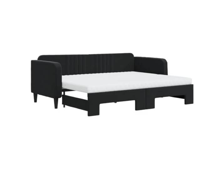 PUGYNBK Schlafsofa Nest, Samt, Schwarz, 80 x 200 cm 2-in-1, Schaumstoffmatratze, Holz- und Metallstruktur, modernes Design, Basis mit Latten