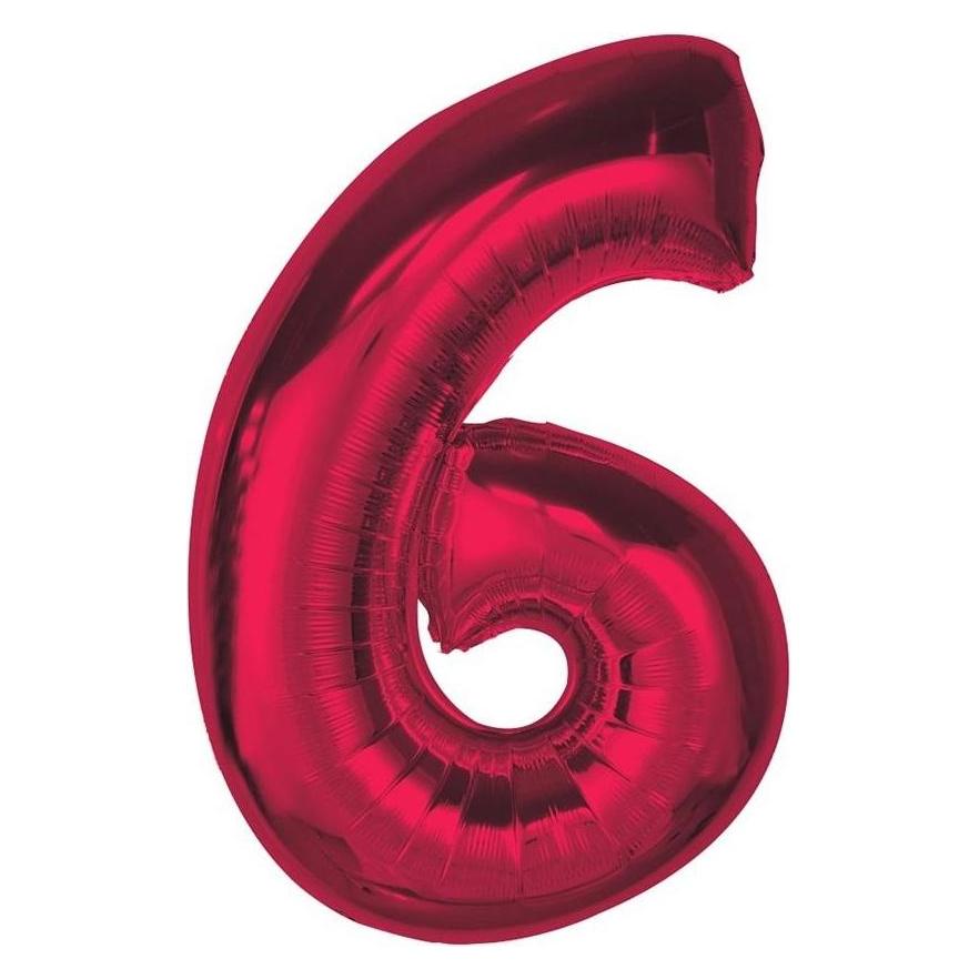 GoDan Folienballon Nummer 6 rot Smart 92cm (1x) (48518173)