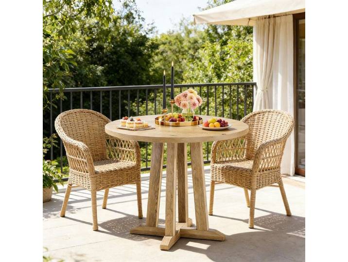 Petite table basse table de travail ronde table à manger (Table uniquement) 80x80x75cm