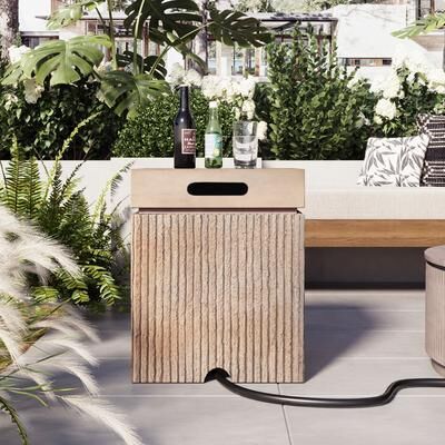 Direct Wicker 15.75''Outdoor MGO Propane Tank Cover Table with Vertical Slats