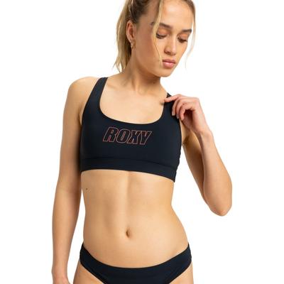 Bandeau-Bikini-Top ROXY "Roxy Active", Damen, Gr. XS, grau (anthrazit), Obermaterial: 75% Nylon, 25% Elasthan., Bikini-Oberteile