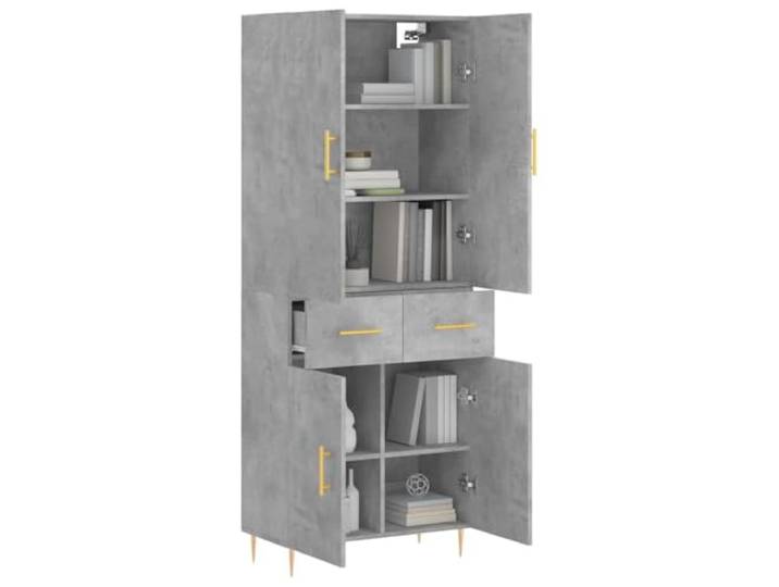 KTHLBRH Anrichte grau Beton 69,5 x 34 x 180 cm Holz mehrschichtig 180 cm großer Stauraum, praktische Türen, Metallfüße