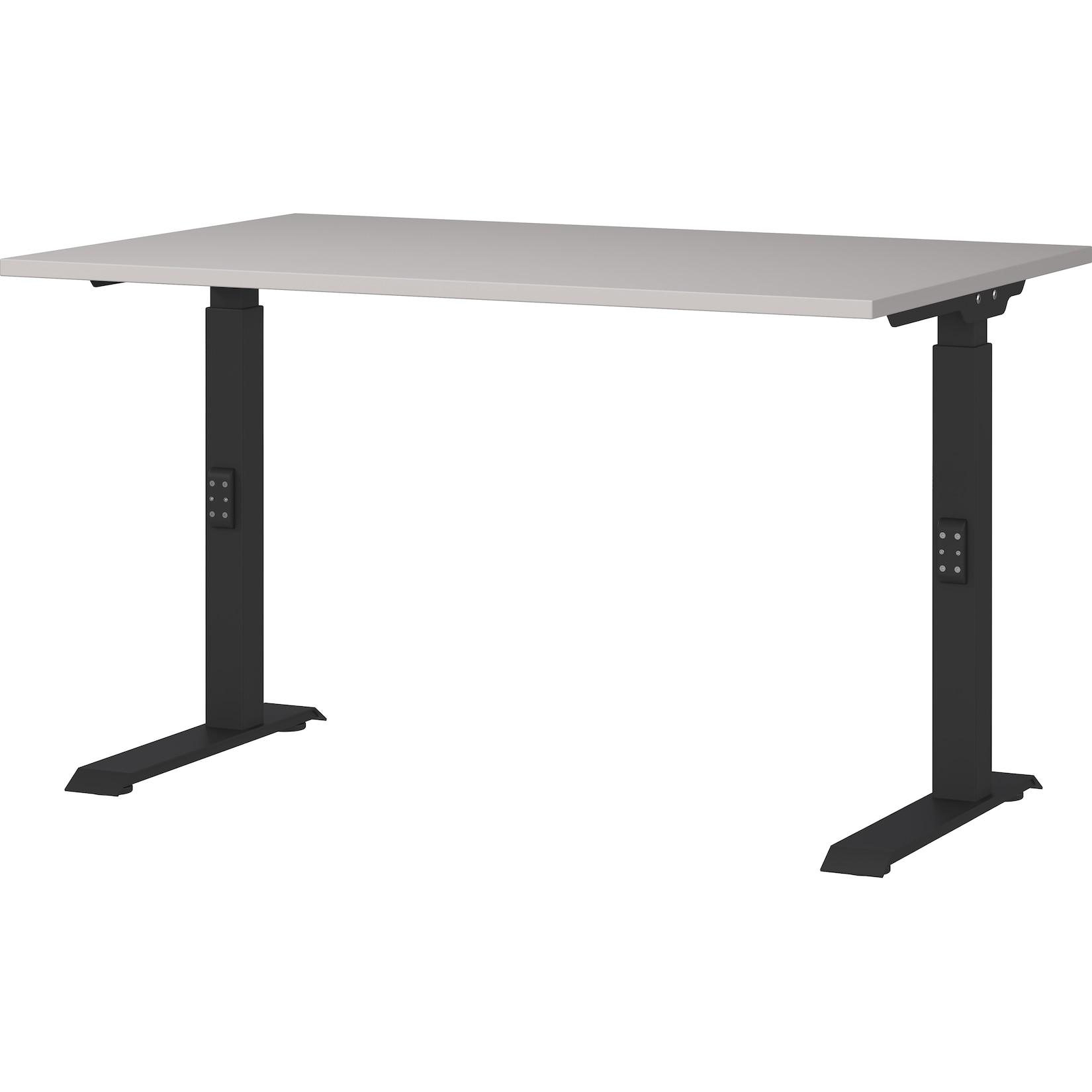 Schreibtisch höheneinstellbar "Stuttgart" 68-91cm Kaschmir/Schwarz 120x80cm, C-Fuß
