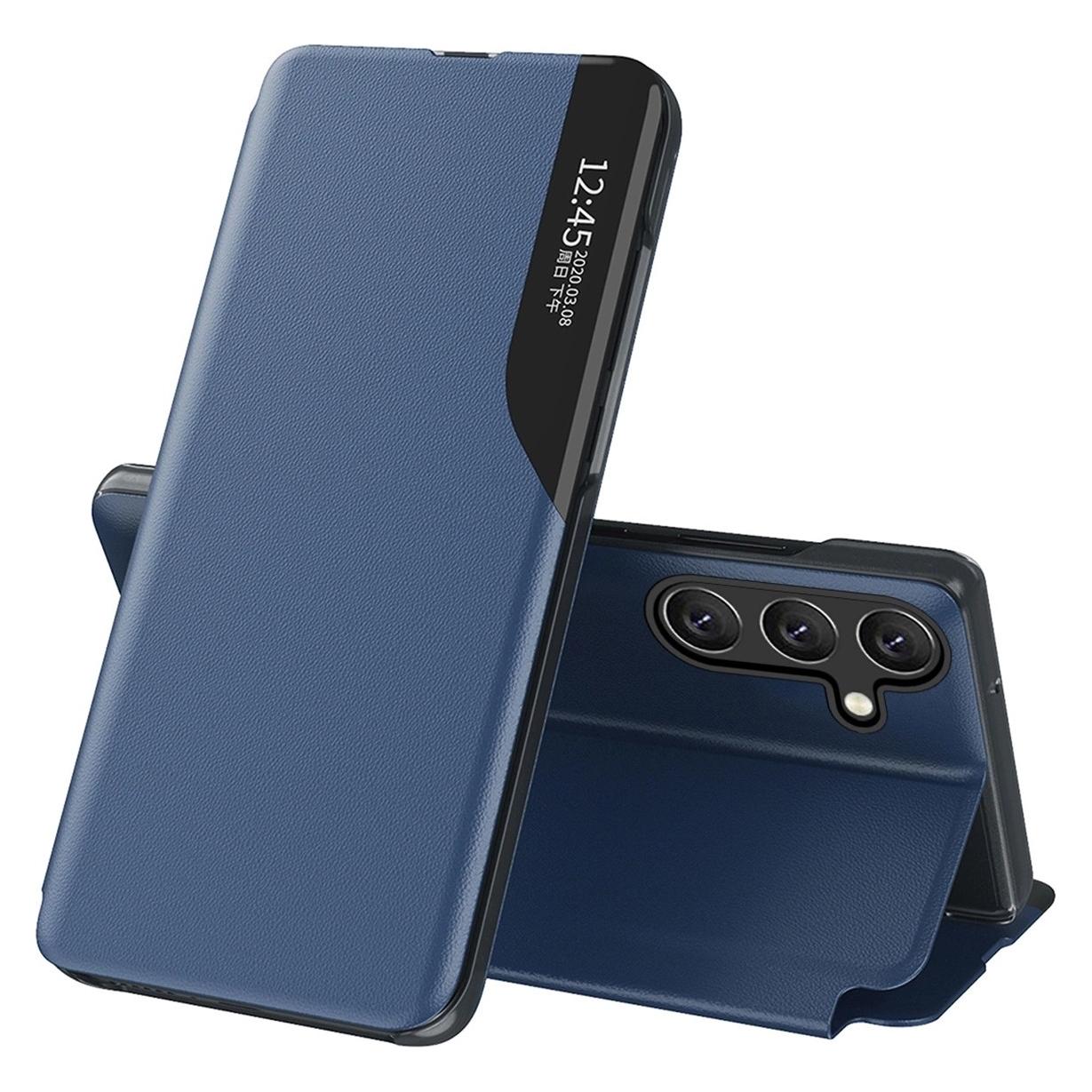 Hurtel Eco Leather View Case elegante Hülle mit Klappe und Ständer für Samsung Galaxy S25 Edge - Blau (Samsung Galaxy S25 Edge) (ECO LEATHER VIEW CASE SAMSUNG GALAXY S25 EDGE BLUE)