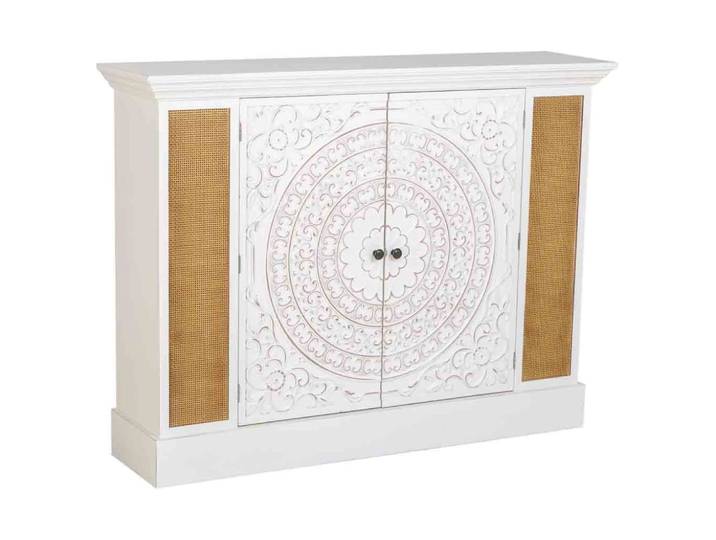Buffet en bois blanc vieilli avec 2 portes 130x33x99h cm