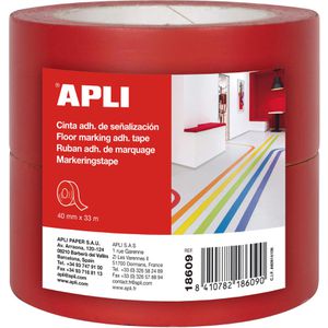 APLI Bodenmarkierungsband 18609, 2 Stück, rot, 40mm x 33m