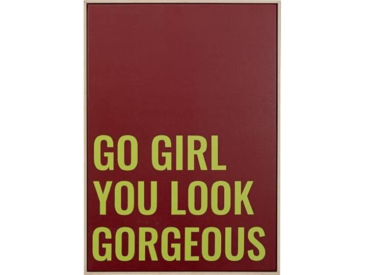 Kare Design Wandbild Go Girl, Braun/Grün, Rechteckig, Gerahmt, Kunstdruck, Minimalistisches Design, Wandkunst, Schlafzimmer, Wohnzimmer, Holz, 70x50 cm (H/B)
