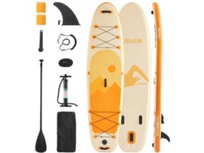 VEVOR aufblasbares Stand Up Paddle Board (335,2 x 83,8 x 15,2 cm) Paddleboard, Komplettset inkl. Pumpe Paddel Finne Rucksack, Knöchelleine Gurt, rutschfestes Deck für Jugendliche und Erwachsene