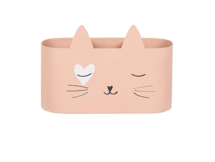 Stiftehalter in Katzen-Optik aus recyceltem, rosa Eisen
