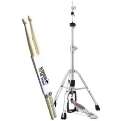 Pearl H1050 Redline Hihat-Ständer mit Schlagzeugstöcken, Schlagzeug Zubehör, Silber