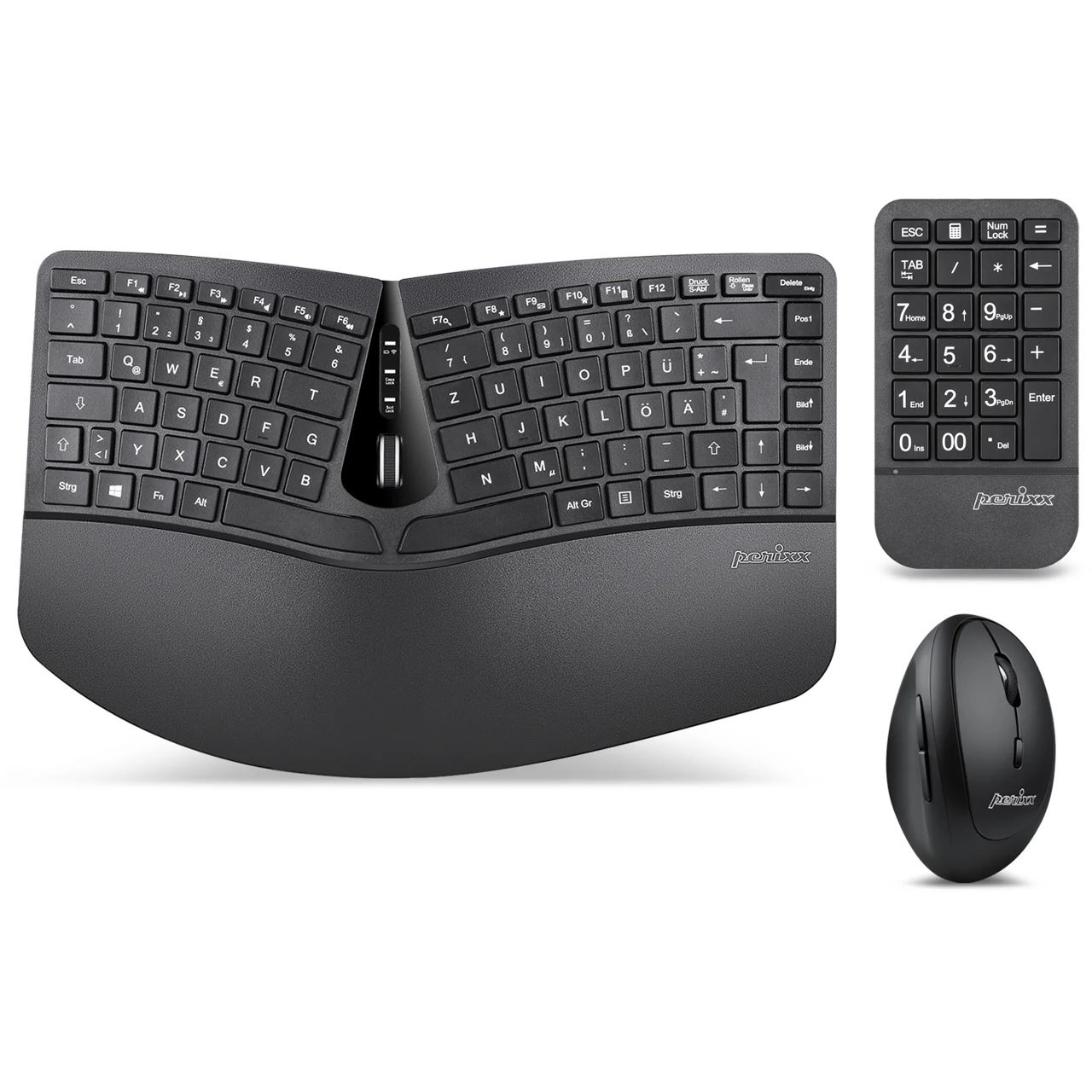Perixx Periduo 606A 3-in-1 Combo Deutsch 2.4 GHz und USB schwarz
