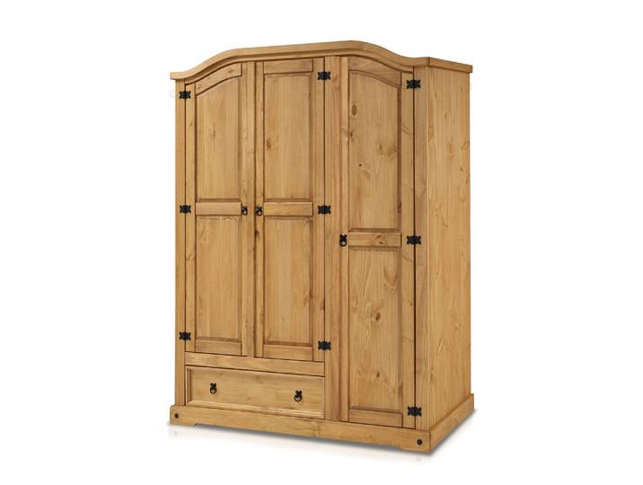 TURANO Kleiderschrank mit Schubkasten, Material Massivholz
