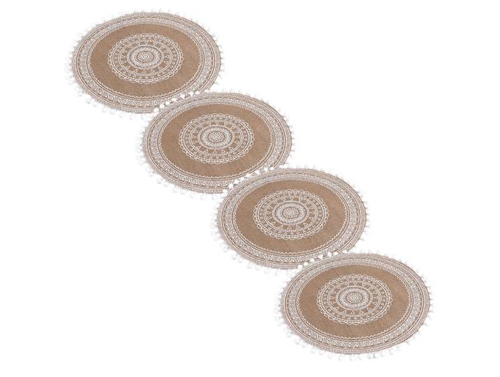 4er-Set rundes Tischset aus Jute, mit Quasten, Boho Platzset, 38 x 38 cm