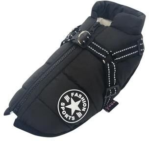 Uplifted Goods Large Pet Dog Jacket With Harness black l