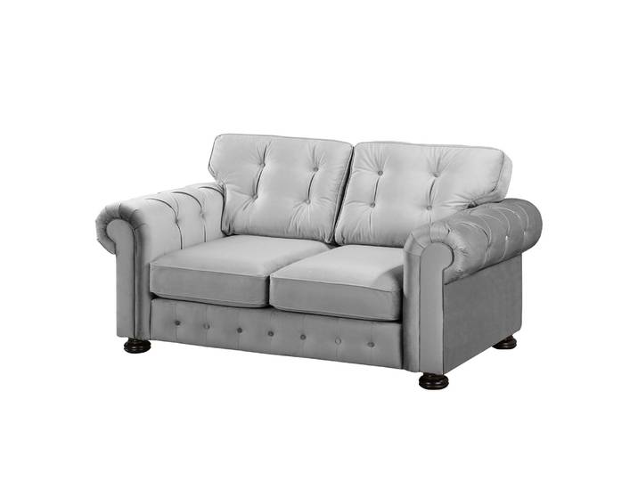 Sofa Marau 2-Sitzer Grau/Lichtgrau Webstoff/Samt 190 x 93 x 100cm Glamour